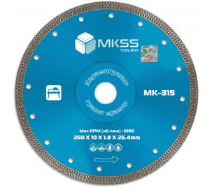 MK-315 Диск алмазный по керамограниту X-type 250х1,8х10х25,4мм MKSS