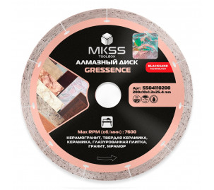 SS0411 Диск алмазный по керамограниту Gressence 200х10x1,3x25,4мм MKSS SS0411 Диск алмазный по керамограниту Gressence 200х10x1,3x25,4мм MKSS