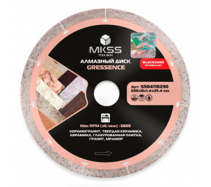 SS0411 Диск алмазный по керамограниту Gressence 230х10x1,4x25,4мм MKSS