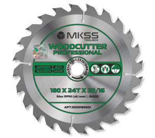 SS3018 Диск пильный по дереву 180х24Тх1,4/2,2х20/16 мм Woodcutter Professional MKSS