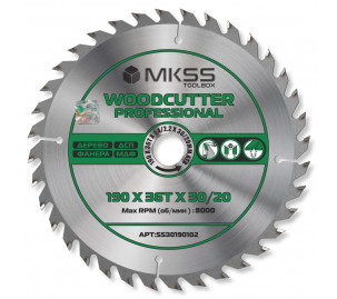 SS3019 Диск пильный по дереву 190х36Тх1,4/2,2х30/20 мм Woodcutter Professional MKSS