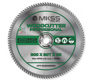 SS3030 Диск пильный по дереву 300х80Тх2,0/3,0х30 мм Woodcutter Professional MKSS