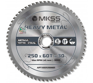 SS3125 Диск пильный по металлу 250х60Тх1,5/1,9х30мм Heavy Metal MKSS