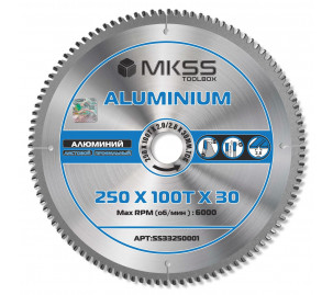SS3325 Диск пильный по алюминию 250х100Тх2,0/2,8х30мм Aluminium MKSS
