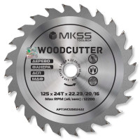 WC1250 Диск пильный по дереву 125х24Тх22,23/20/16 мм Woodcutter MKSS