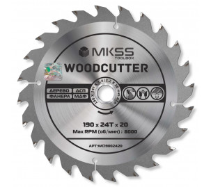 WC1900 Диск пильный по дереву 190х24Тх20 мм Woodcutter MKSS