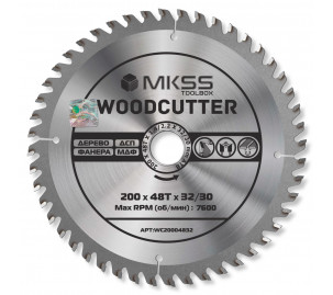 WC2000 Диск пильный по дереву 200х48Тх32/30 мм Woodcutter MKSS WC2000 Диск пильный по дереву 200х48Тх32/30 мм Woodcutter MKSS